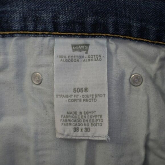 Levi's 505 Straight Fit Blue Denim Stone Wash Mid‎ Rise Jeans 39/29 Tag 38/30 - Picture 7 of 8